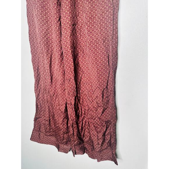 SPLENDID Purple Maroon Abstract Satin Lumi Wide Leg Pants Size Small - Picture 4 of 7